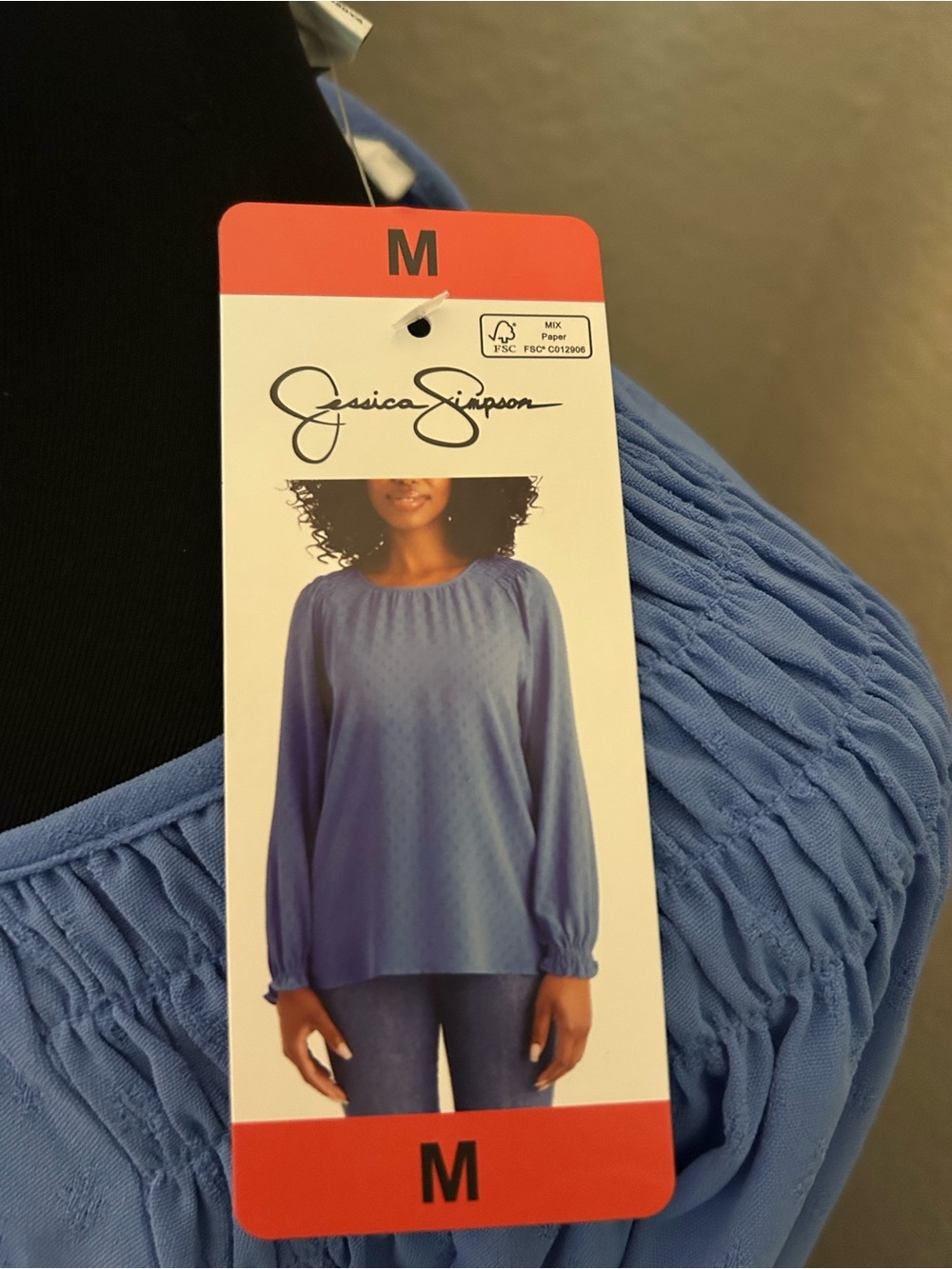Jessica Simpson Blue Smocked Tunic Blouse - M. NWTGS